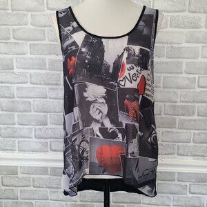 Vintage Annabelle USA Sheer Chiffon Tank Top Art to Wear Grunge Gothic Retro Lg
